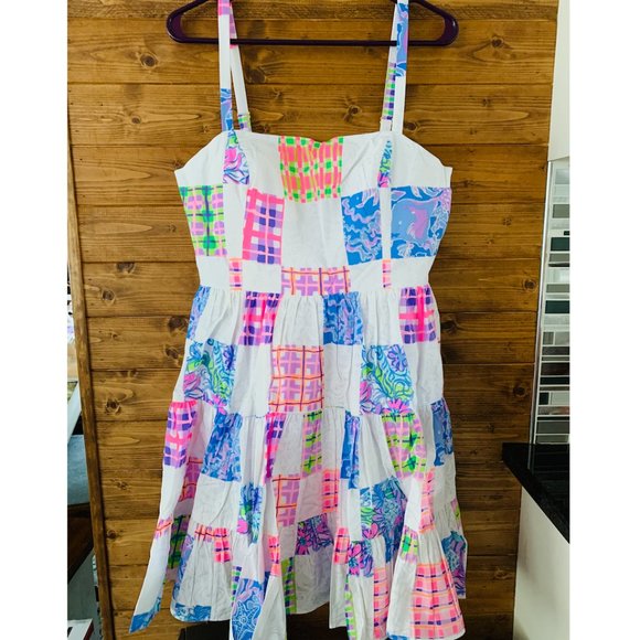 Lilly Pulitzer Alision Patchwork Dress Multi Patch Me if You Can - Picture 2 of 5